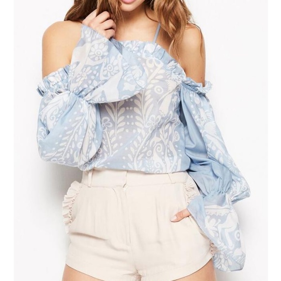 Alice McCall Tops - Alice McCall be free blue puff sleeve blouse top 2
